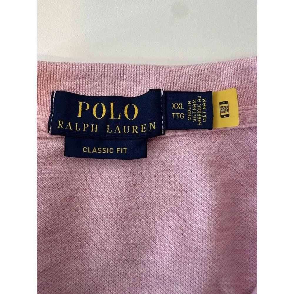 Ralph Lauren Polo Shirt Men's XXL Pink Classic‎ Fit Cotton Heather Short Sleeve